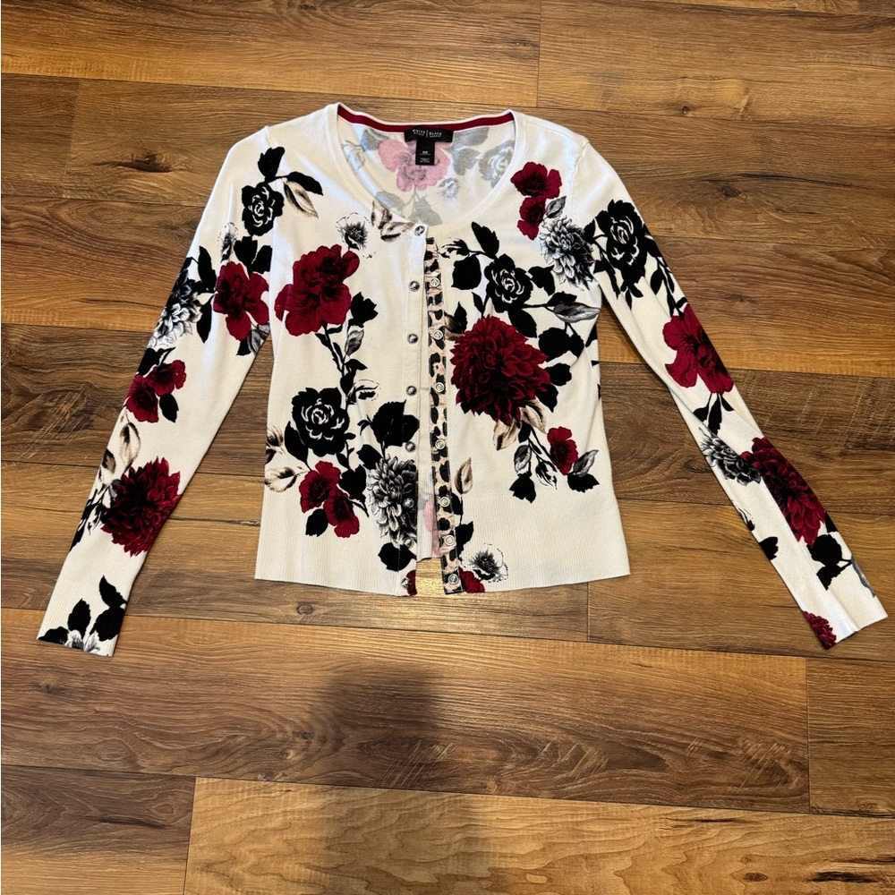White House Black Market Floral Cardigan